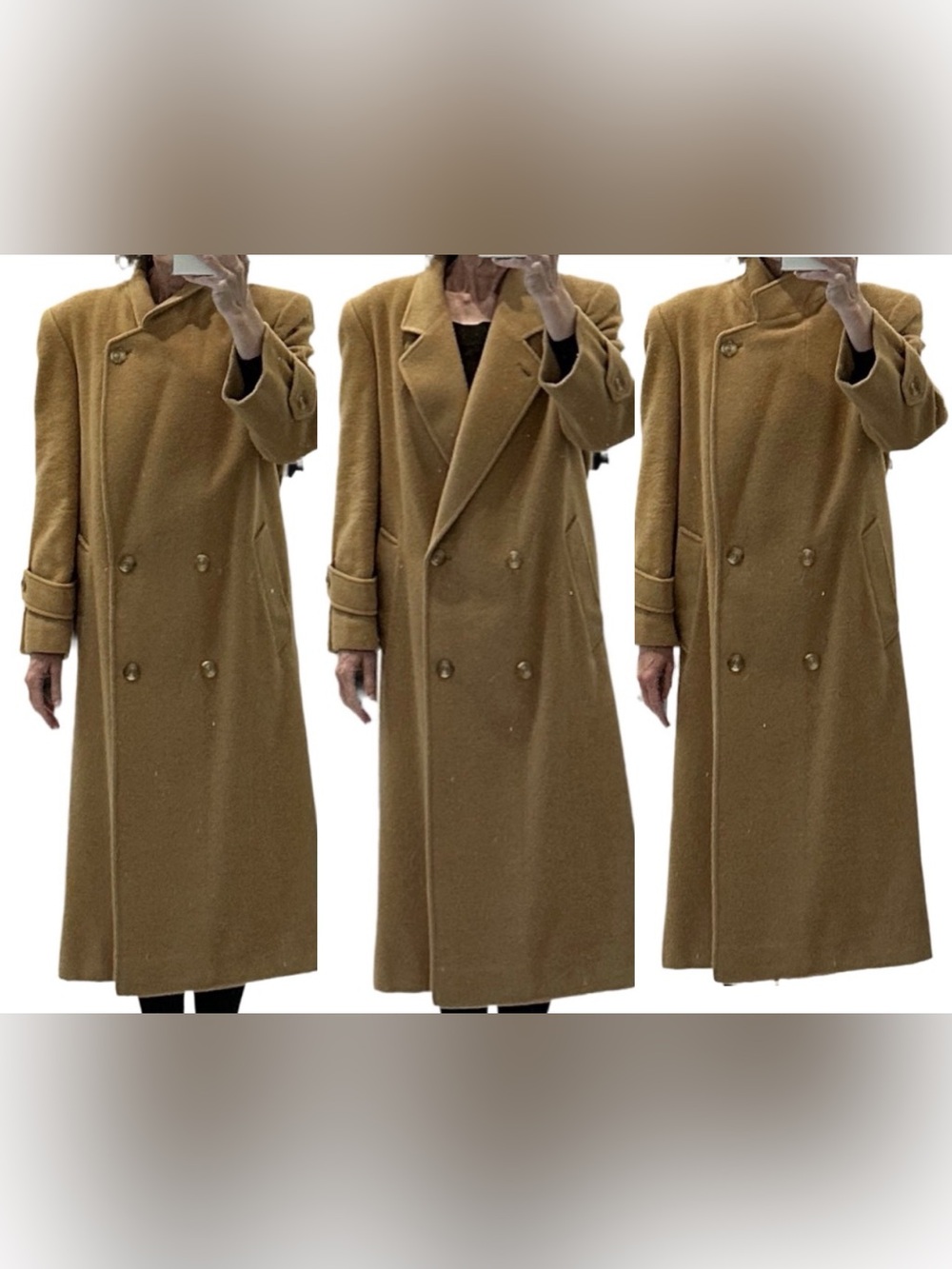 Vintage 80’s J. Percy for Marvin Richards Double-Breasted Long Trench Coat Camel